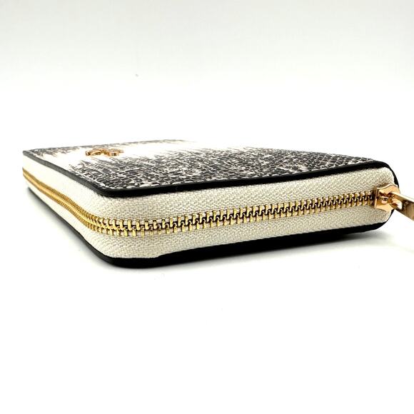 Coach Medium Id Zip Wallet in Lizard-embossed Black & White Leather CS591 - Picture 3 of 7